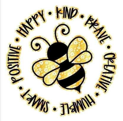 Bee Positive Round Ceramic Coaster Set