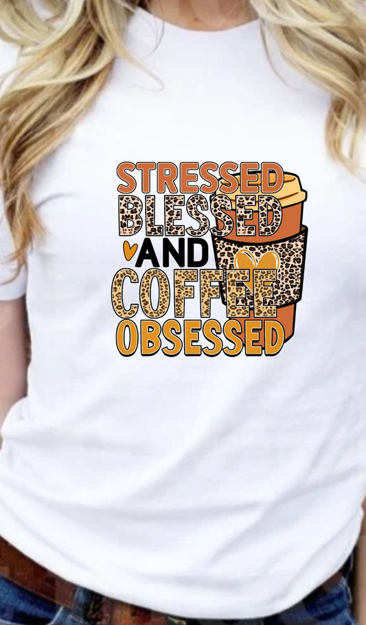 Stress Blessed And Coffee Obsessed T-Shirt