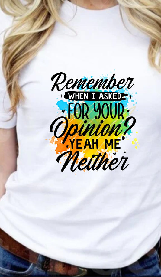 Remember When I asked For Your Opinion? T-Shirt