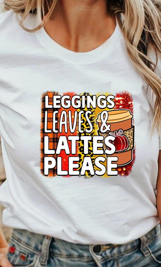 Leggings Leaves Lattes Please T-Shirt