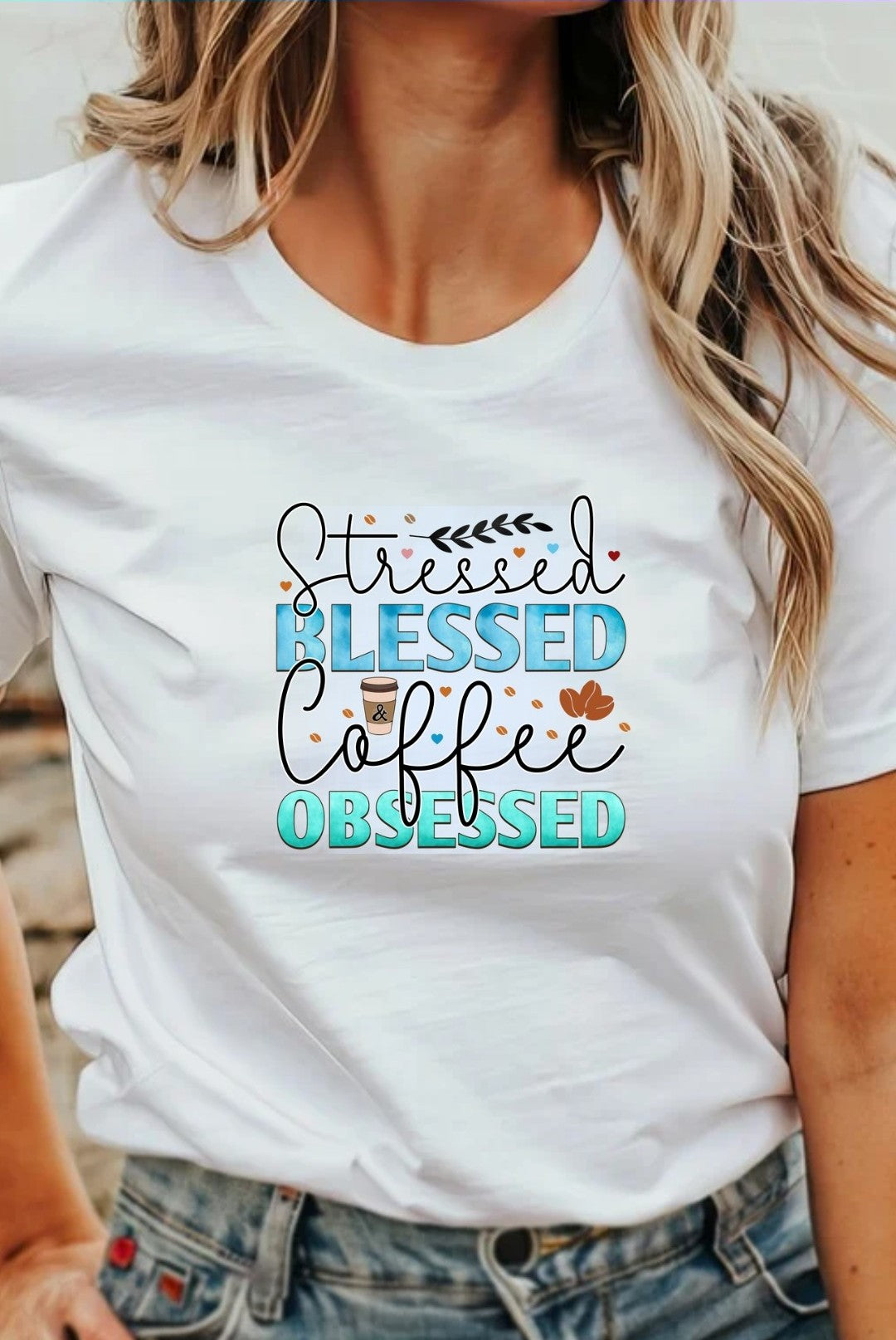 Stressed Blessed Coffee Obsessed T-Shirt